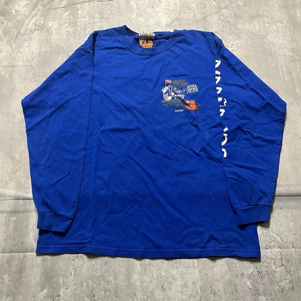 Pirana Joe Grand Turk Navy Blue Travel Casual Crew Neck Long Sleeve Men's Medium